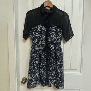 Princess Vera Wang Sheer Navy Blue Starts Collared Mini Dress. Size 7